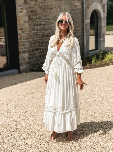 Robe longue Anissa - Ecru