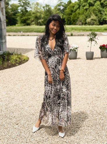 Robe longue à motifs Clarysse - Taupe