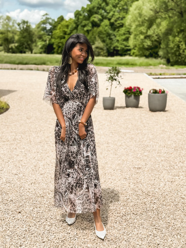 Robe longue à motifs Clarysse - Taupe