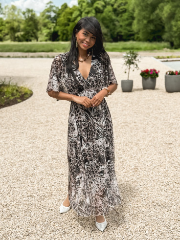 Robe longue à motifs Clarysse - Taupe