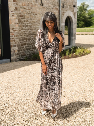 Robe longue à motifs Clarysse - Taupe