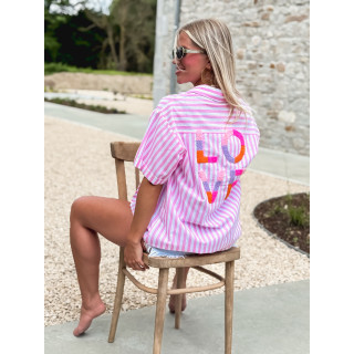 Chemise lignée Lovy - Rose/Blanc