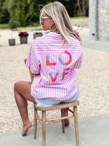 Chemise lignée Lovy - Rose/Blanc