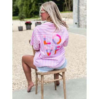 Chemise lignée Lovy - Rose/Blanc