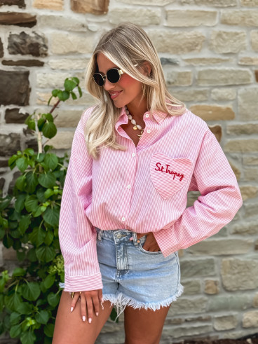 Chemise lignée "St Tropez" - Rose/Blanc