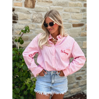 Chemise lignée "St Tropez" - Rose/Blanc