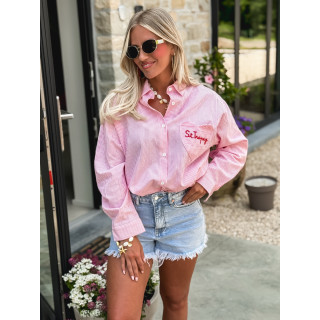 Chemise lignée "St Tropez" - Rose/Blanc