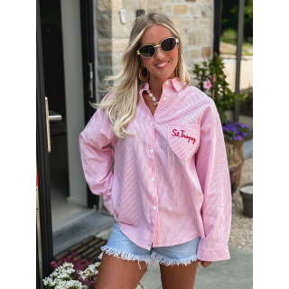 Chemise lignée "St Tropez" - Rose/Blanc
