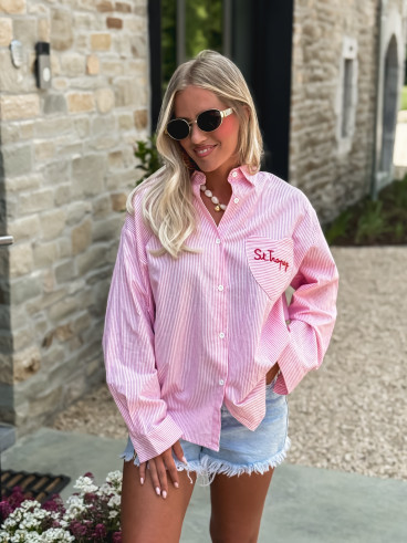 Chemise lignée "St Tropez" - Rose/Blanc