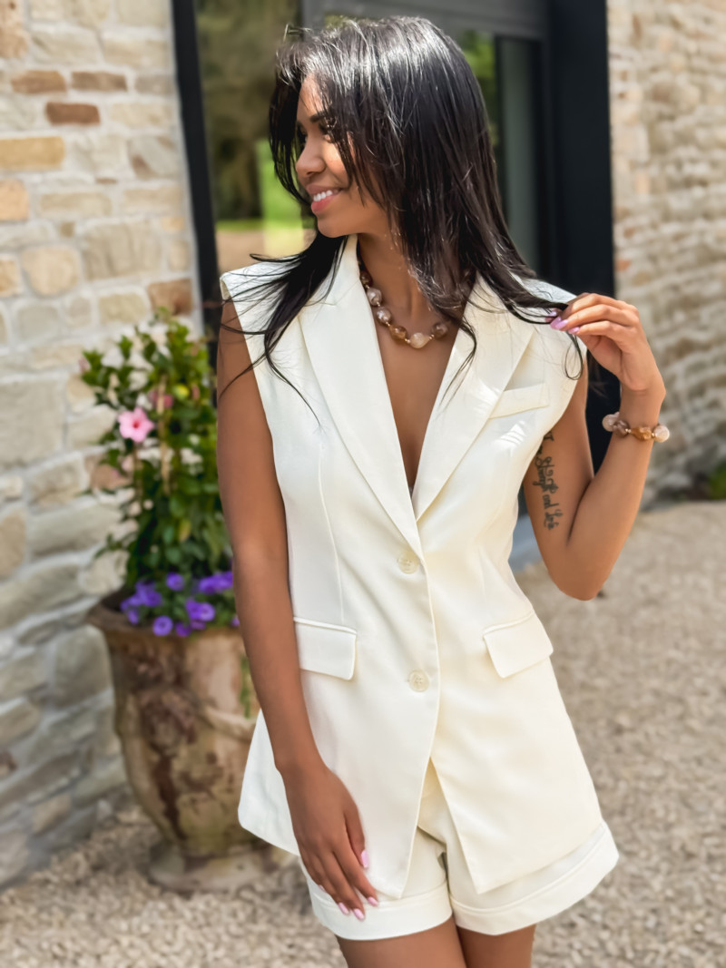 Blazer sans manches Soana - Crème