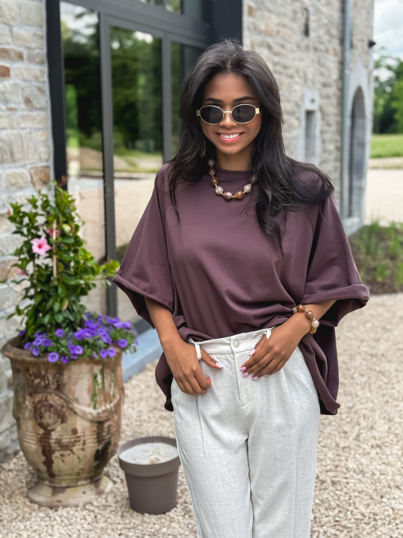 T-shirt oversize Hilary - Chocolat