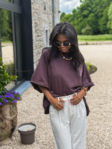 T-shirt oversize Hilary - Chocolat