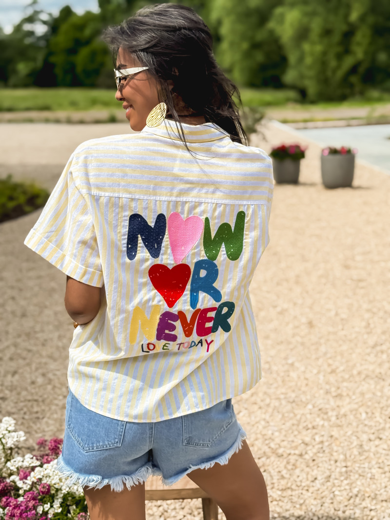 Chemise lignée Lovia - Jaune/Blanc