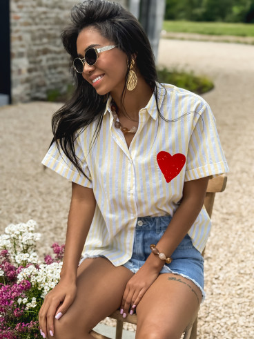 Chemise lignée Lovia - Jaune/Blanc