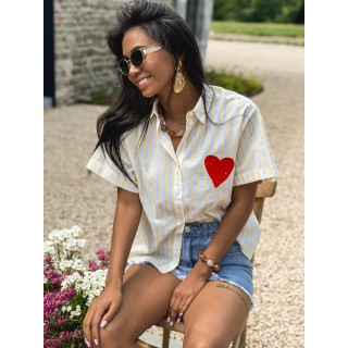 Chemise lignée Lovia - Jaune/Blanc