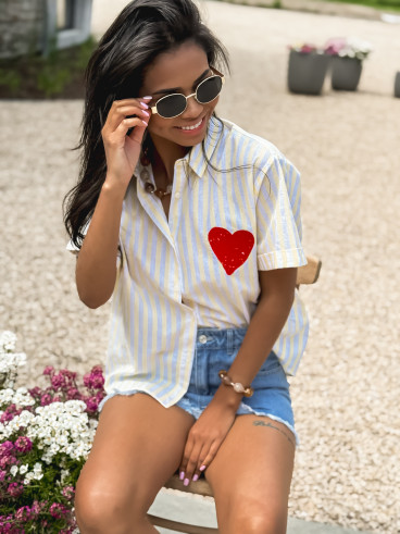 Chemise lignée Lovia - Jaune/Blanc