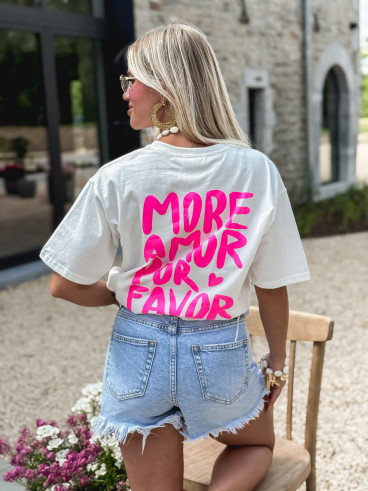 T-shirt "More Amor por Favor " - Blanc