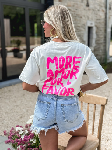 T-shirt "More Amor por Favor " - Blanc