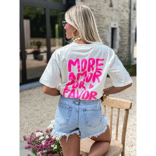 T-shirt "More Amor por Favor " - Blanc