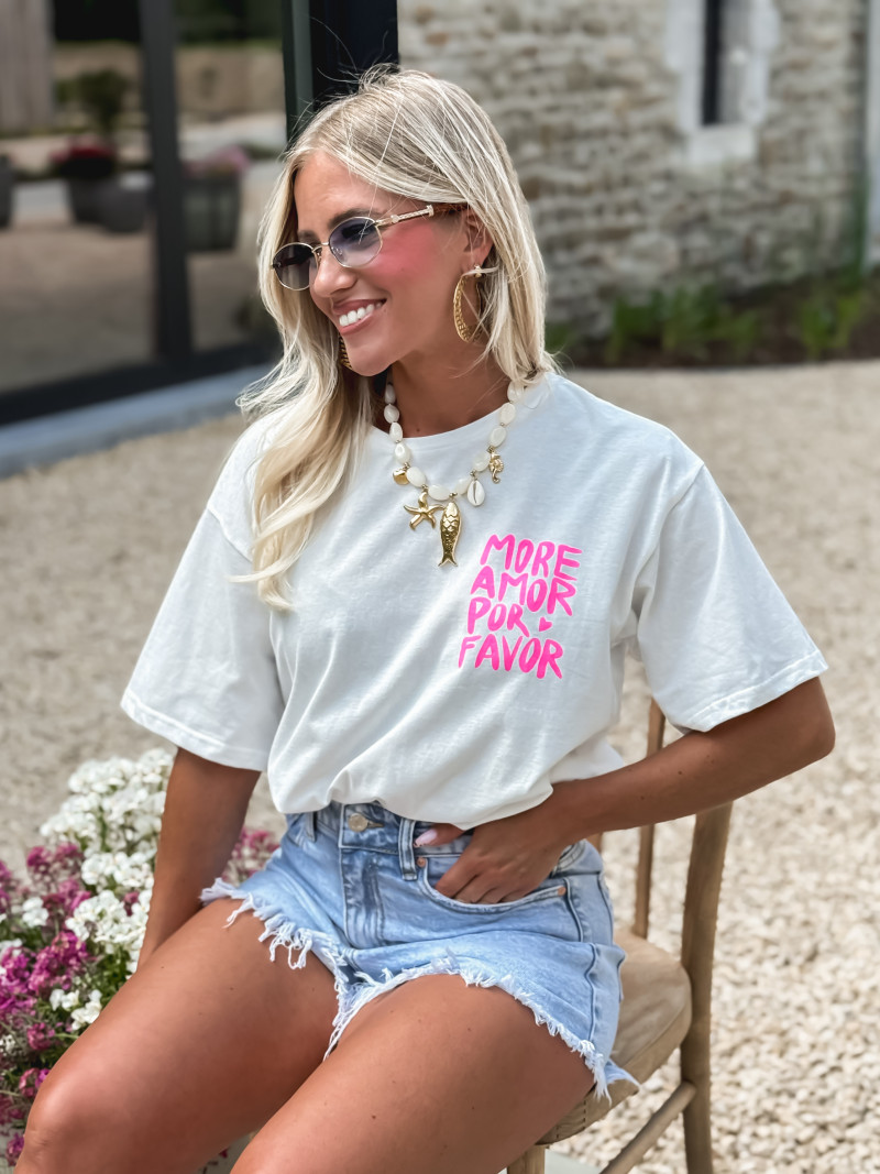T-shirt "More Amor por Favor " - Blanc