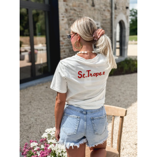 T-shirt Aëla - Blanc/Rouge
