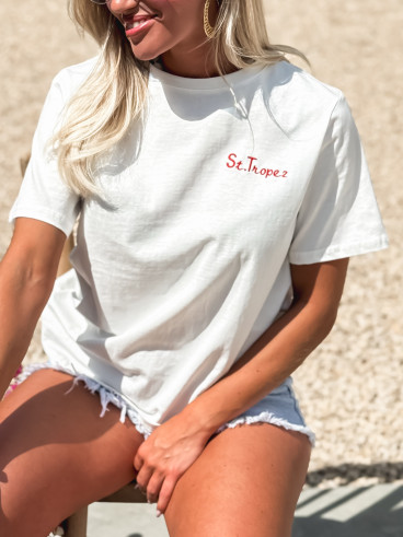 T-shirt Aëla - Blanc/Rouge