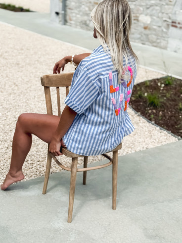 Chemise lignée Lovy - Bleu/Blanc