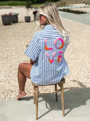 Chemise lignée Lovy - Bleu/Blanc