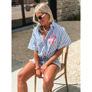 Chemise lignée Lovy - Bleu/Blanc