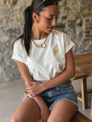 T-shirt Dina - Blanc/Jaune