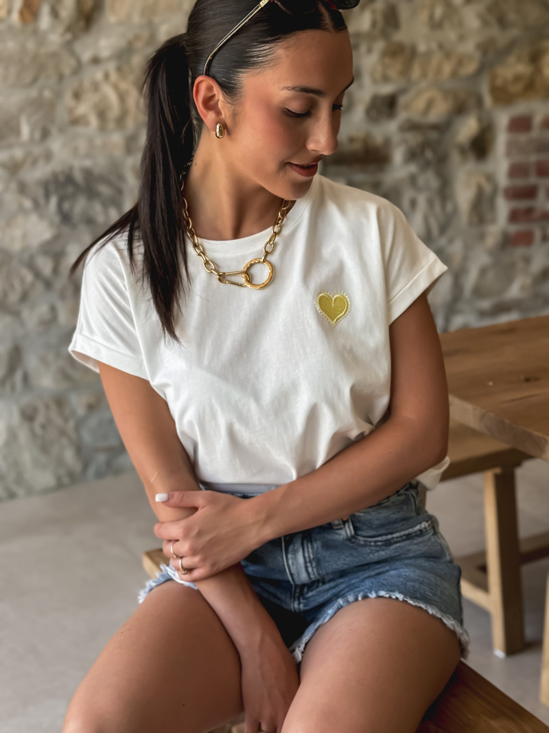 T-shirt Dina - Blanc/Jaune