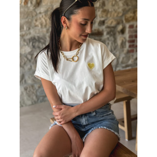 T-shirt Dina - Blanc/Jaune