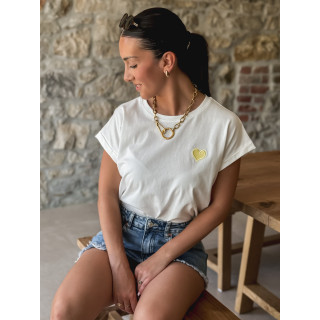 T-shirt Dina - Blanc/Jaune