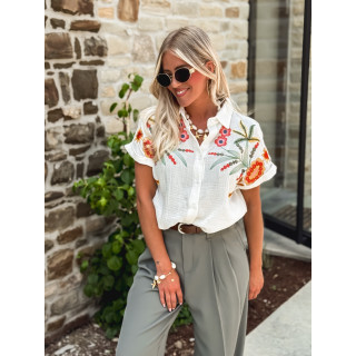 Chemise à fleurs Silvanna - Blanc