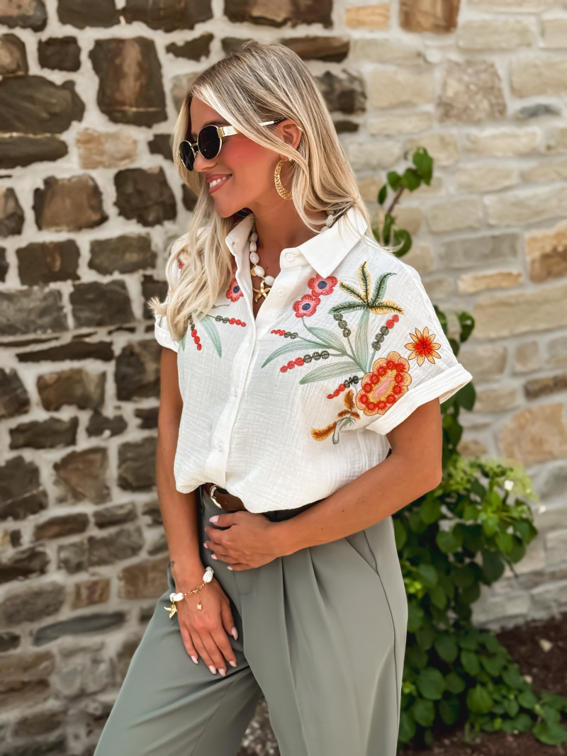 Chemise à fleurs Silvanna - Blanc