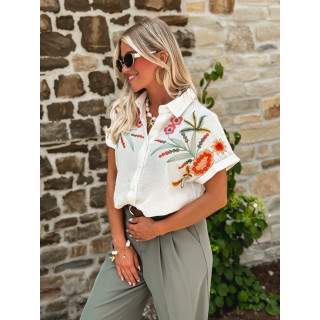 Chemise à fleurs Silvanna - Blanc