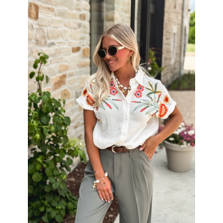 Chemise à fleurs Silvanna - Blanc