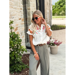Chemise à fleurs Silvanna - Blanc