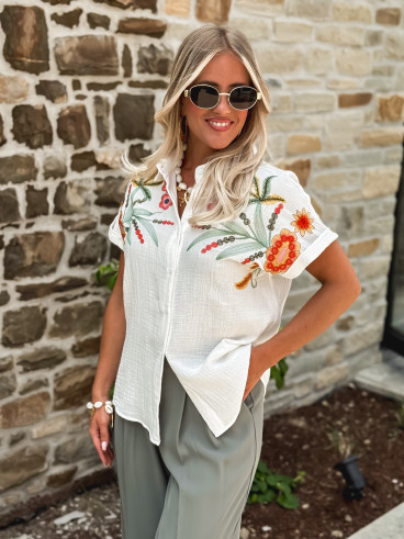 Chemise à fleurs Silvanna - Blanc