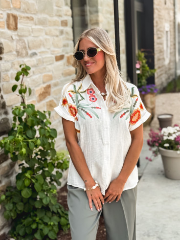 Chemise à fleurs Silvanna - Blanc