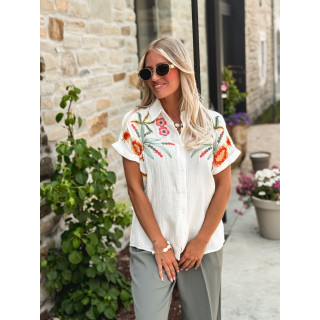 Chemise à fleurs Silvanna - Blanc