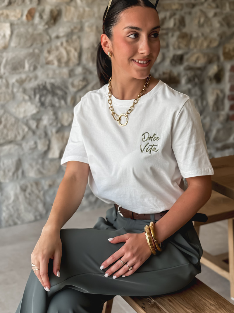 T-shirt Leïna - Blanc/Kaki
