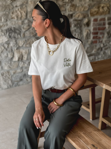 T-shirt Leïna - Blanc/Kaki