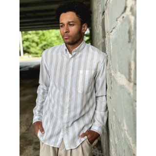 Chemise lignée Ismaël - Beige/Blanc