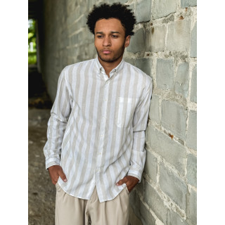 Chemise lignée Ismaël - Beige/Blanc