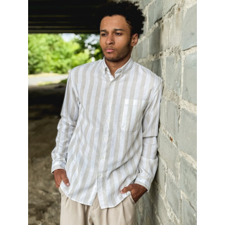 Chemise lignée Ismaël - Beige/Blanc