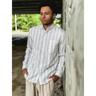 Chemise lignée Ismaël - Beige/Blanc
