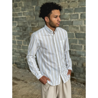 Chemise lignée Ismaël - Beige/Blanc
