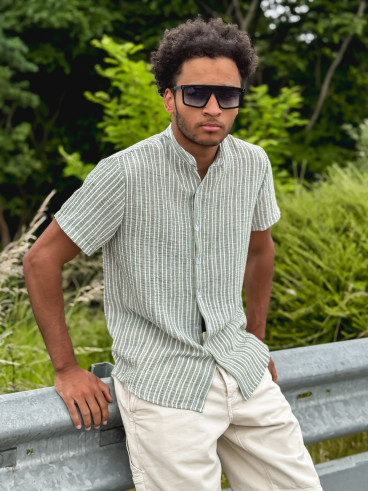 Chemise lignée Gabano - Kaki/Ecru
