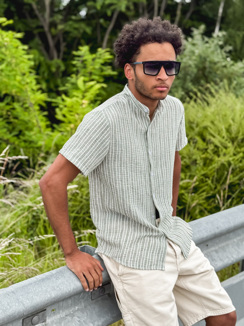 Chemise lignée Gabano - Kaki/Ecru
